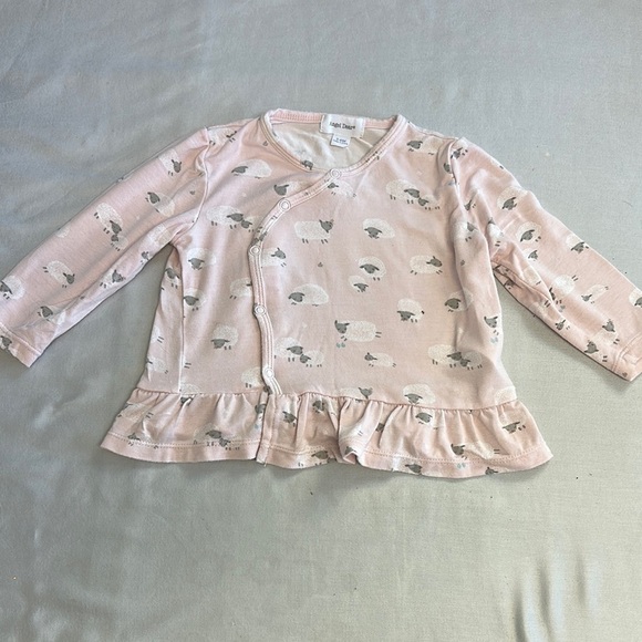 Angel Dear - long sleeve bamboo Blush cross body top with sheep design - Picture 1 of 4